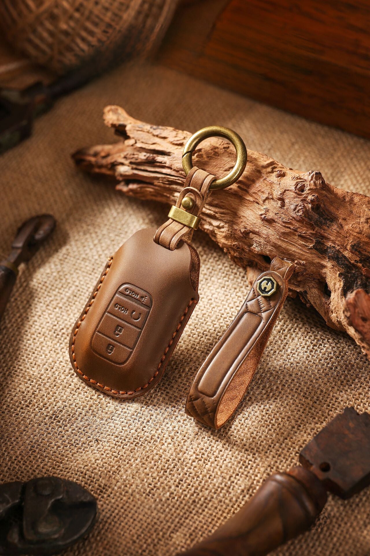 [Honda] The new retro key case is suitable for the new new Honda Accord Civic pure handmade leather car key case holder