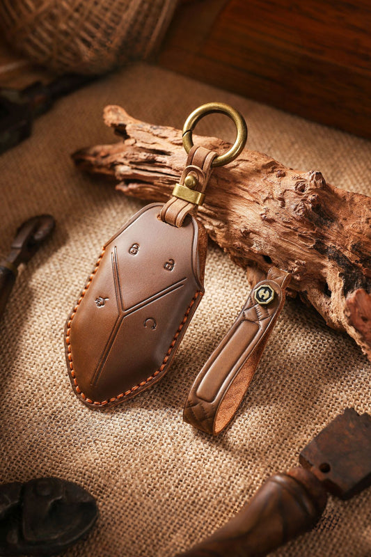 [BYD] New Vintage Key Case for Formula Leopard 5 Special All-Inclusive Key Protective Case Handmade Leather Key Bag Fob