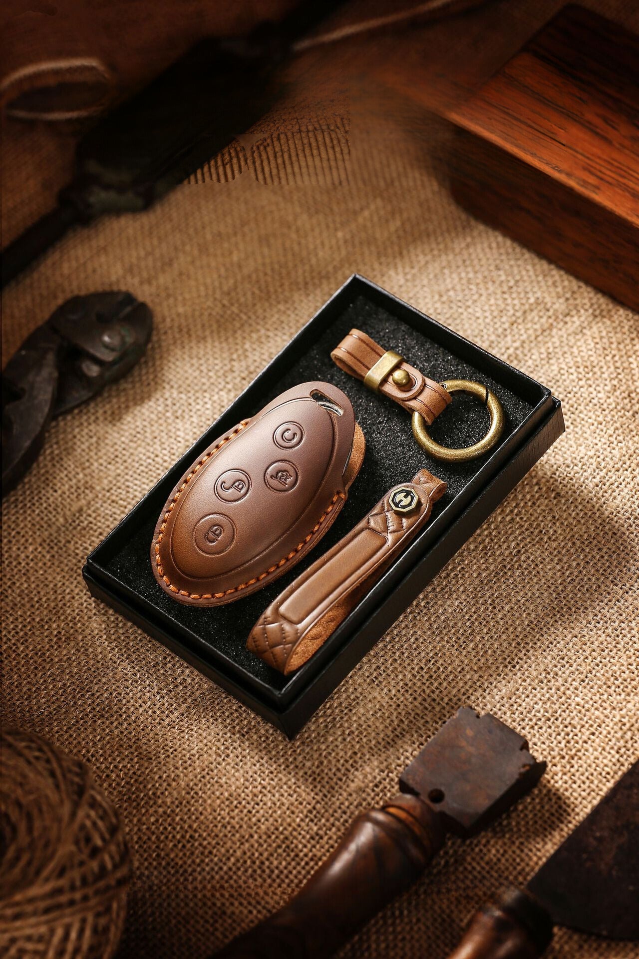 [BYD] The new retro key cover is suitable for the yuan key bag cover, BYD 17 S7 key bag cover, pure handmade leather