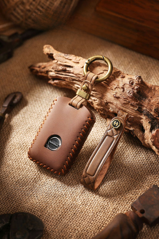 [Volvo] The new retro key cover is suitable for the new Volvo car pure hand-stitched real cowhide key case clasp