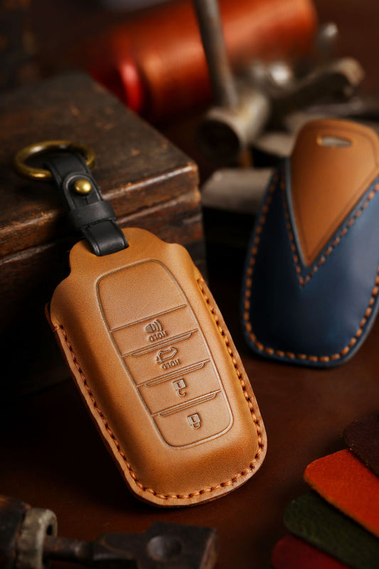 [Toyota] Crazy Horse leather key case for Toyota key case Elfarand Cruiser car key case handmade