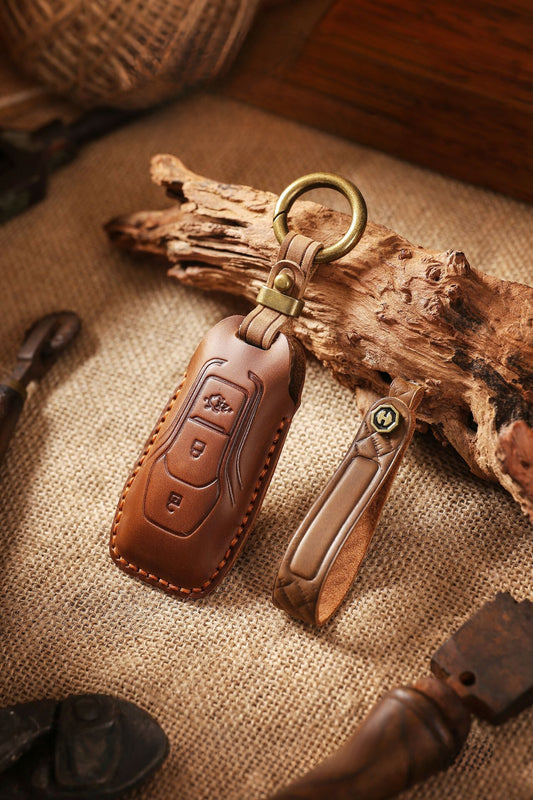 [Ford] Vintage key case for Ford old Mondeo Edge Taurus car leather key case clasp