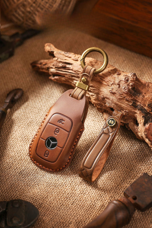 [Mercedes-Benz] The new retro key case is suitable for Mercedes-Benz high-end leather car key cover cowhide handmade high-end shell