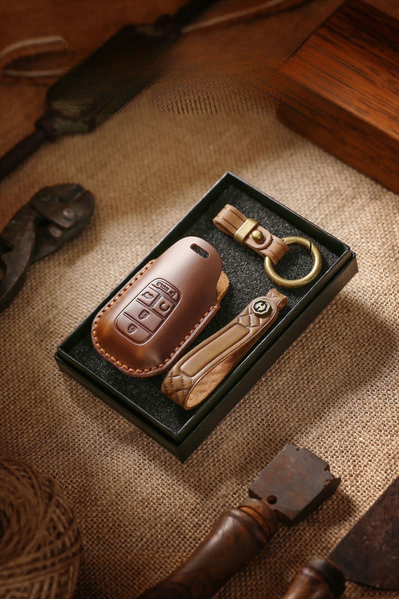 [Honda] The new retro key case is suitable for the new new Honda Accord Civic pure handmade leather car key case holder