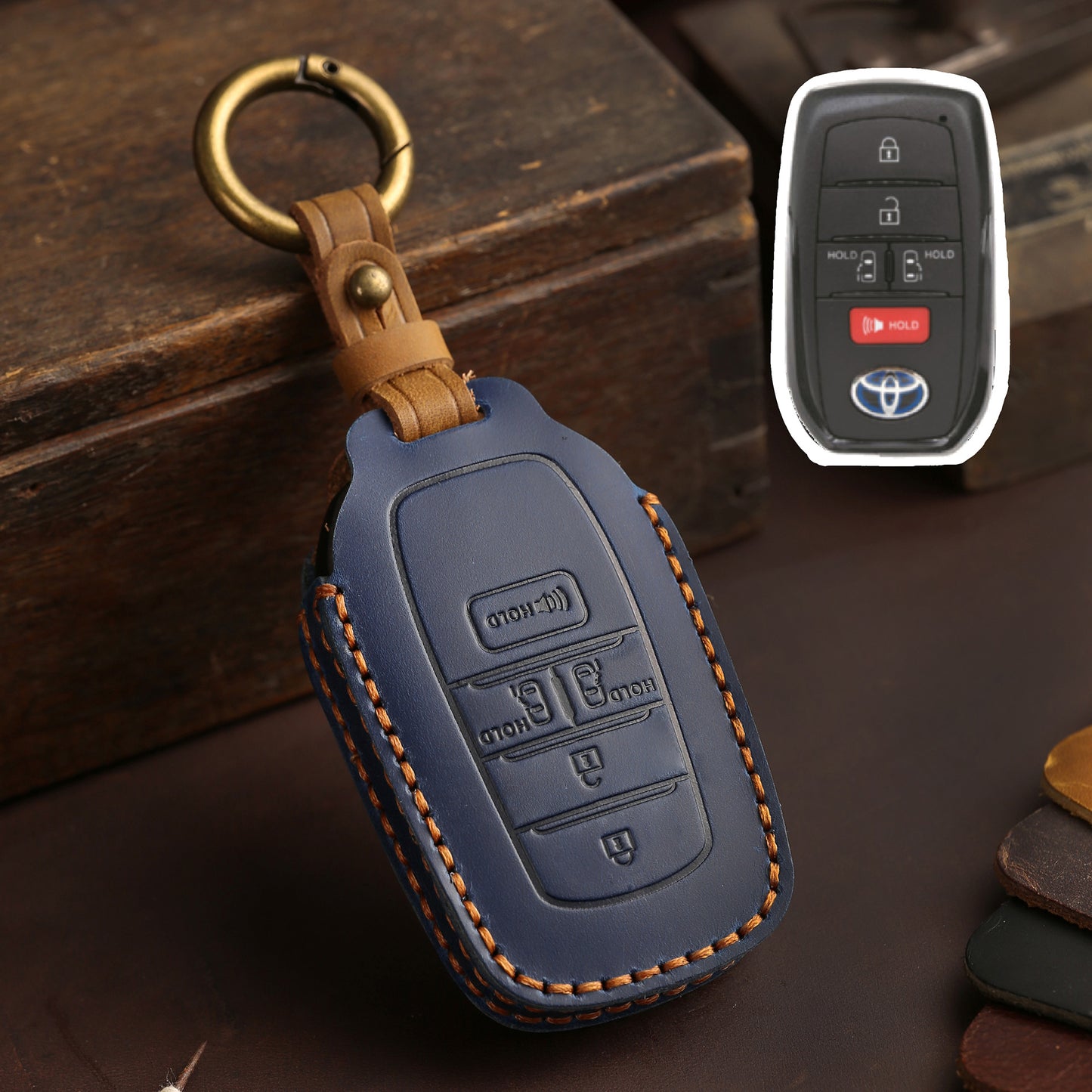 [Toyota] Apply Toyota Senna key set Grevia El Fawifa handmade leather car creative key pack