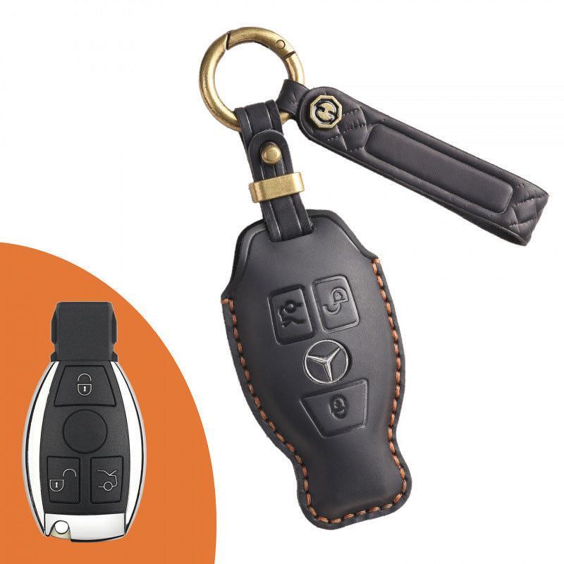 [Mercedes-Benz] The retro key cover is suitable for the old Mercedes-Benz E300L C200L pure handmade leather key protection clasp