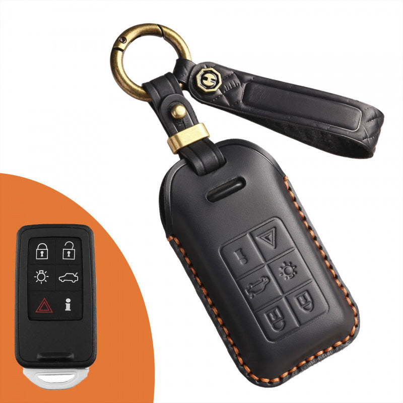 [Volvo] The new retro key cover is suitable for the old Volvo leather handmade car key case case chain