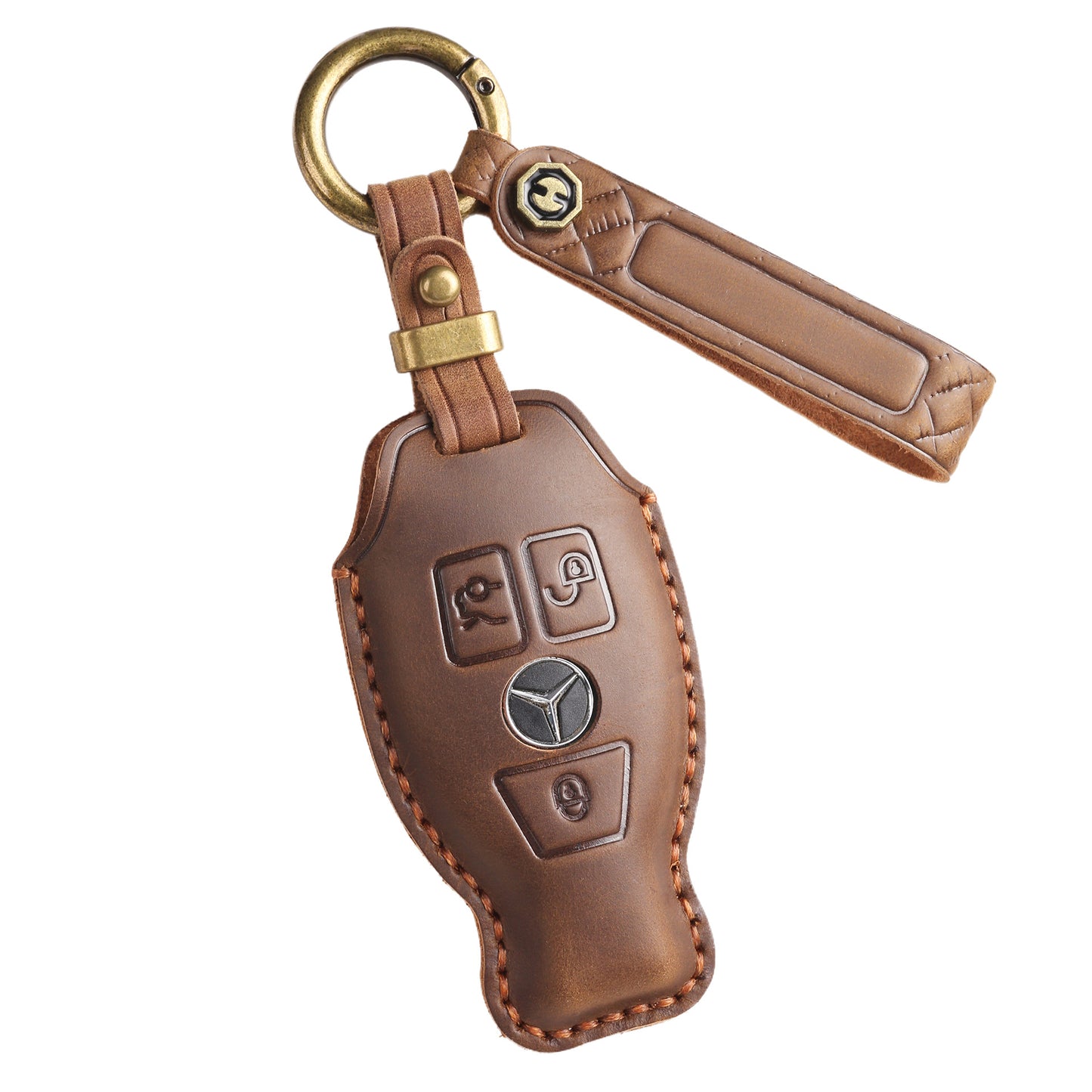 [Mercedes-Benz] The retro key cover is suitable for the old Mercedes-Benz E300L C200L pure handmade leather key protection clasp