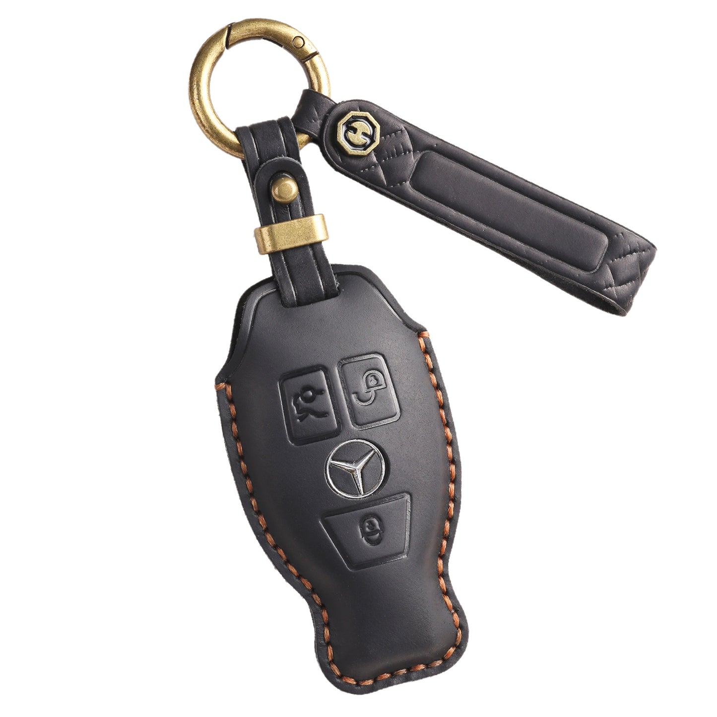 [Mercedes-Benz] The retro key cover is suitable for the old Mercedes-Benz E300L C200L pure handmade leather key protection clasp