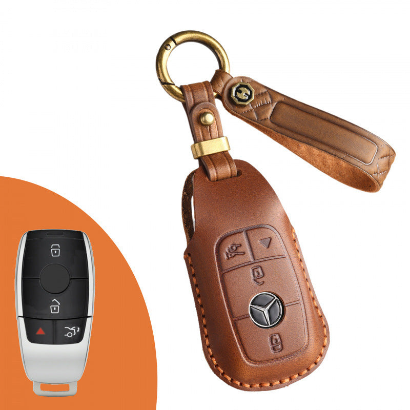 [Mercedes-Benz] The new retro key case is suitable for Mercedes-Benz high-end leather car key cover cowhide handmade high-end shell