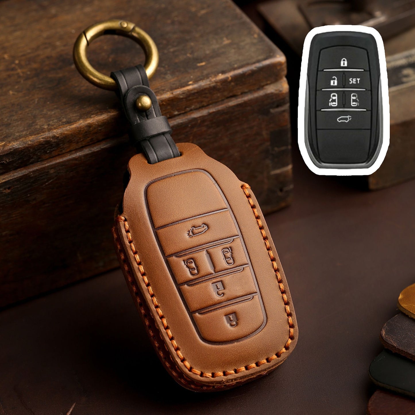 [Toyota] Apply Toyota Senna key set Grevia El Fawifa handmade leather car creative key pack