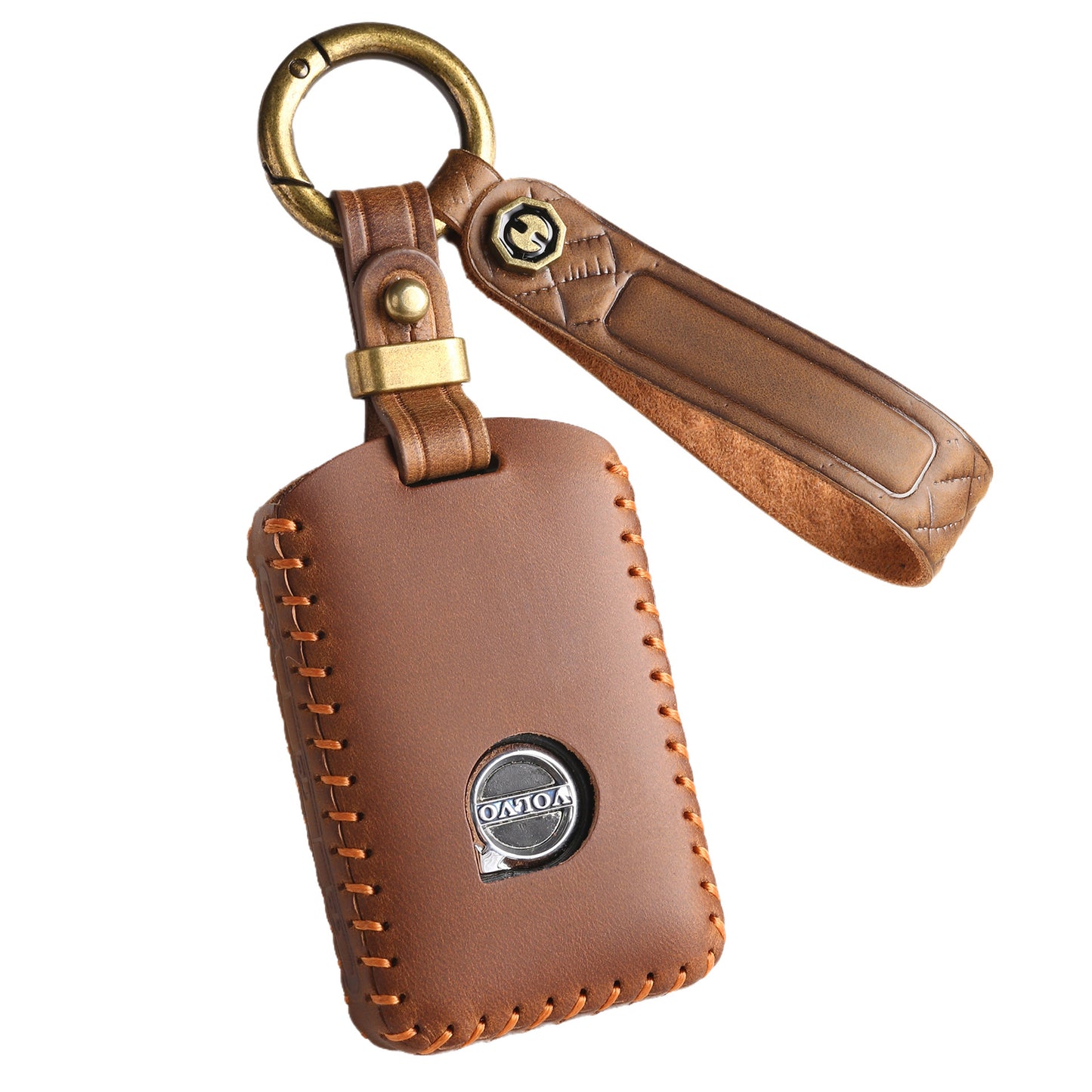 [Volvo] The new retro key cover is suitable for the new Volvo car pure hand-stitched real cowhide key case clasp