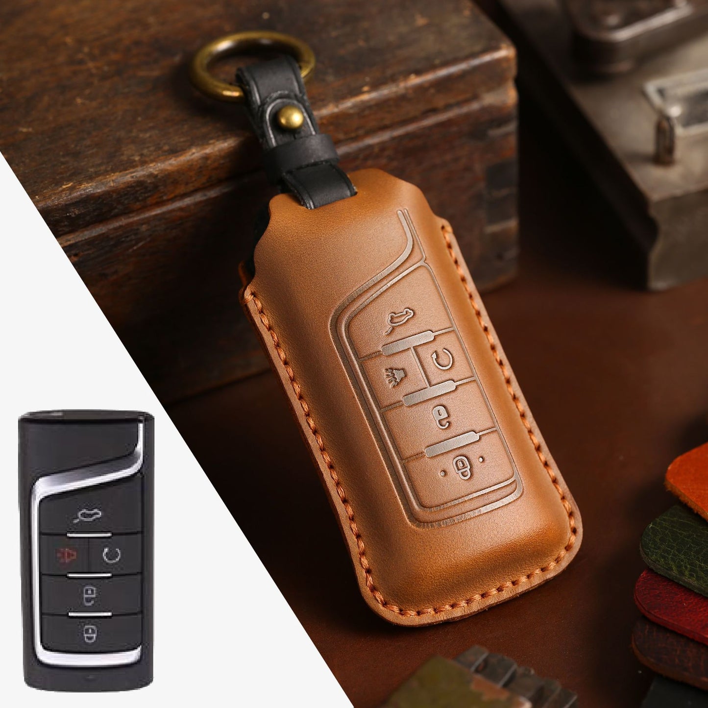 [GAC] The factory direct car key case is suitable for the first layer of the GAC Trumpchi key sleeve cowhide car key sleeve on behalf of the car