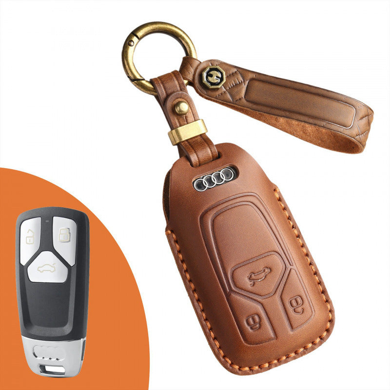 [Audi] Retro key case for 18 models Audi A6L key cover Q5 leather old A8L bag car key special case