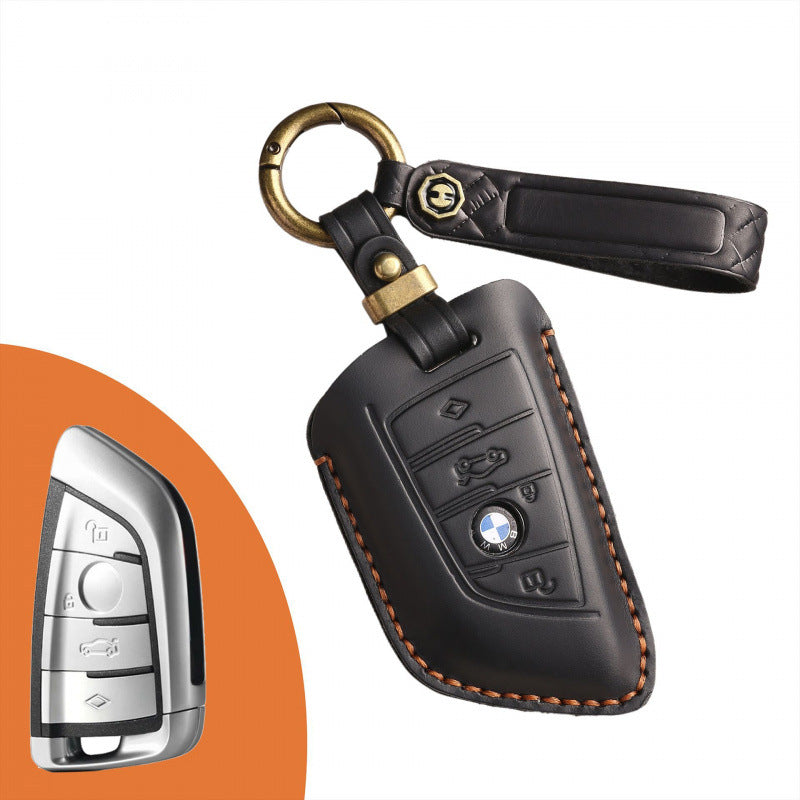 [BMW] Retro key cover for BMW 5 series blade key case leather car key case cowhide new key chain