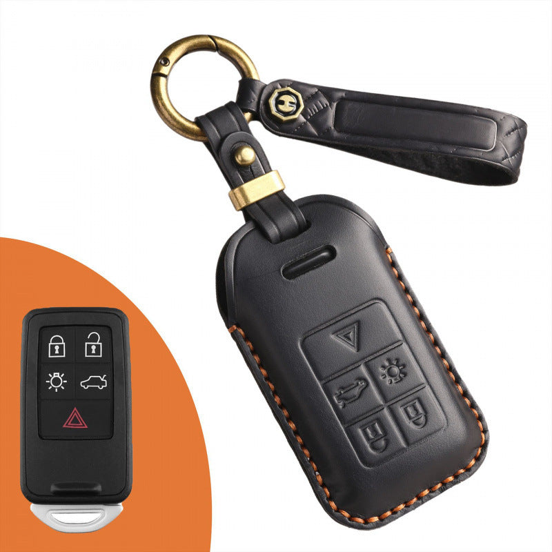 [Volvo] The new retro key cover is suitable for the old Volvo leather handmade car key case case chain