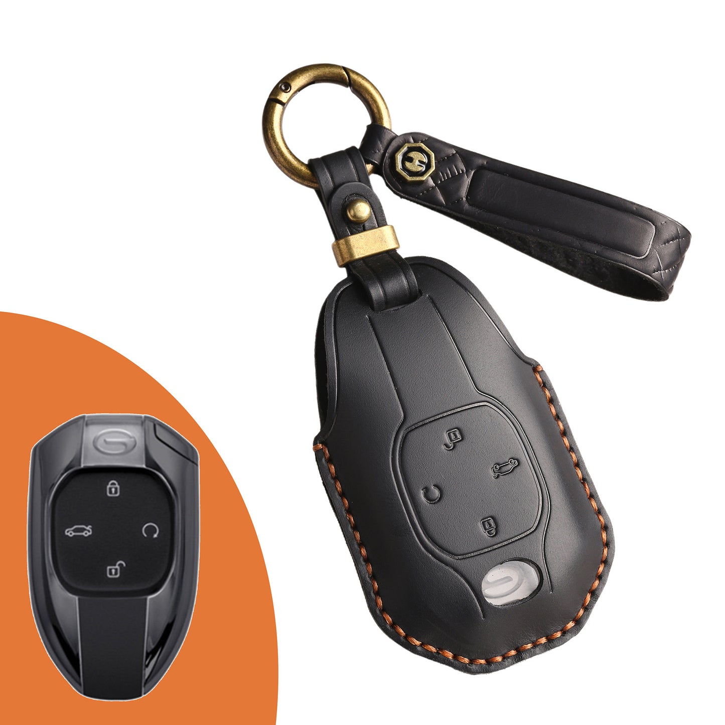 [GAC] The retro key cover is suitable for GAC New Energy Trumpchi E8 car handmade real cowhide key protection clasp