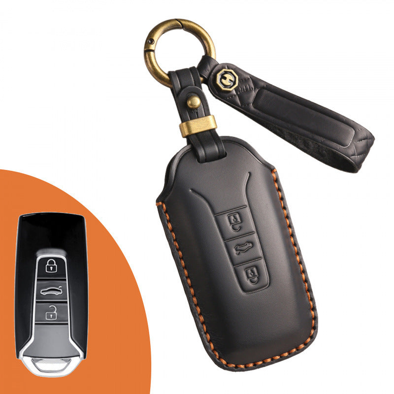 [Volkswagen] The new retro key case is suitable for the new Volkswagen Touareg pure hand-stitched leather special key case clasp