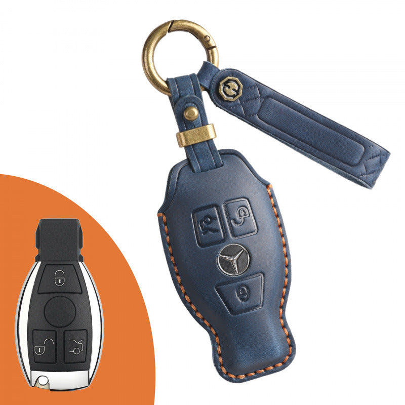 [Mercedes-Benz] The retro key cover is suitable for the old Mercedes-Benz E300L C200L pure handmade leather key protection clasp