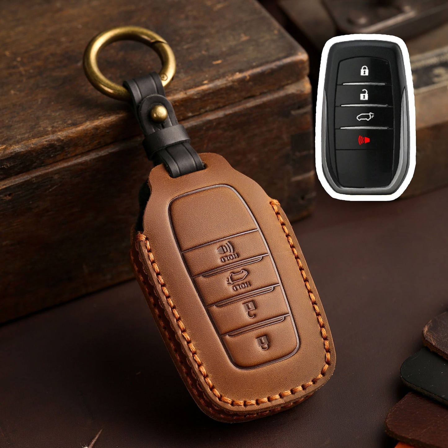 [Toyota] Apply Toyota Senna key set Grevia El Fawifa handmade leather car creative key pack