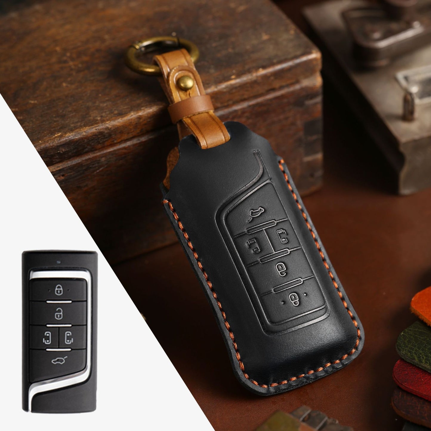 [GAC] The factory direct car key case is suitable for the first layer of the GAC Trumpchi key sleeve cowhide car key sleeve on behalf of the car