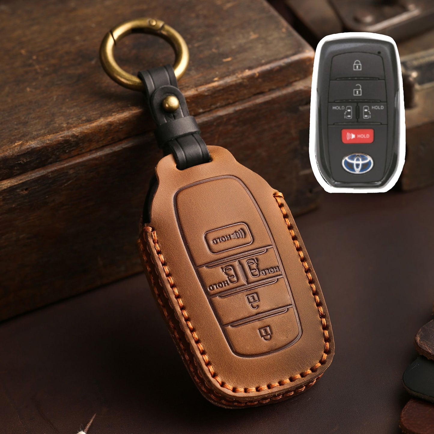 [Toyota] Apply Toyota Senna key set Grevia El Fawifa handmade leather car creative key pack