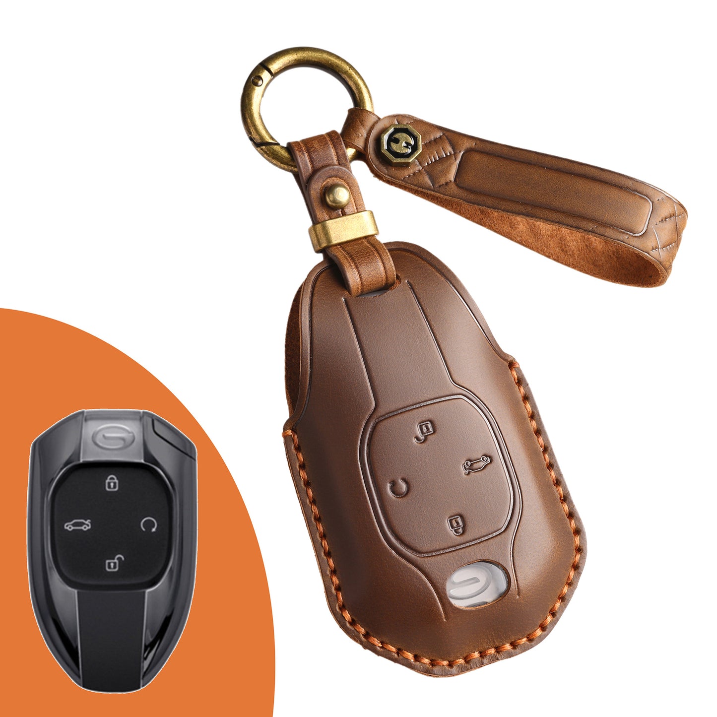 [GAC] The retro key cover is suitable for GAC New Energy Trumpchi E8 car handmade real cowhide key protection clasp