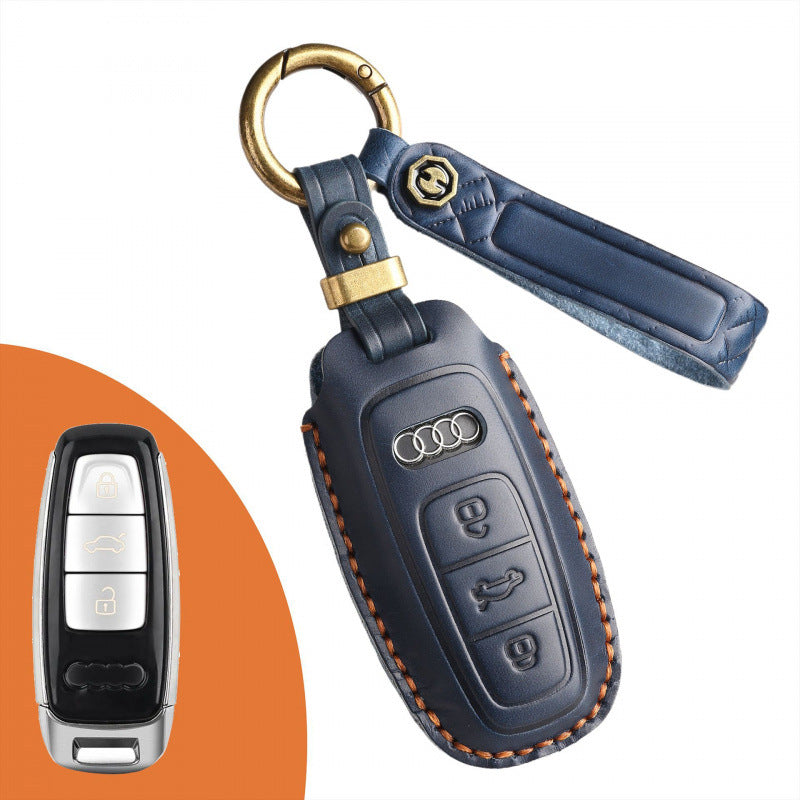 [Audi] The new retro key case is suitable for 19 models of Audi leather pure hand-stitched car key case key fob