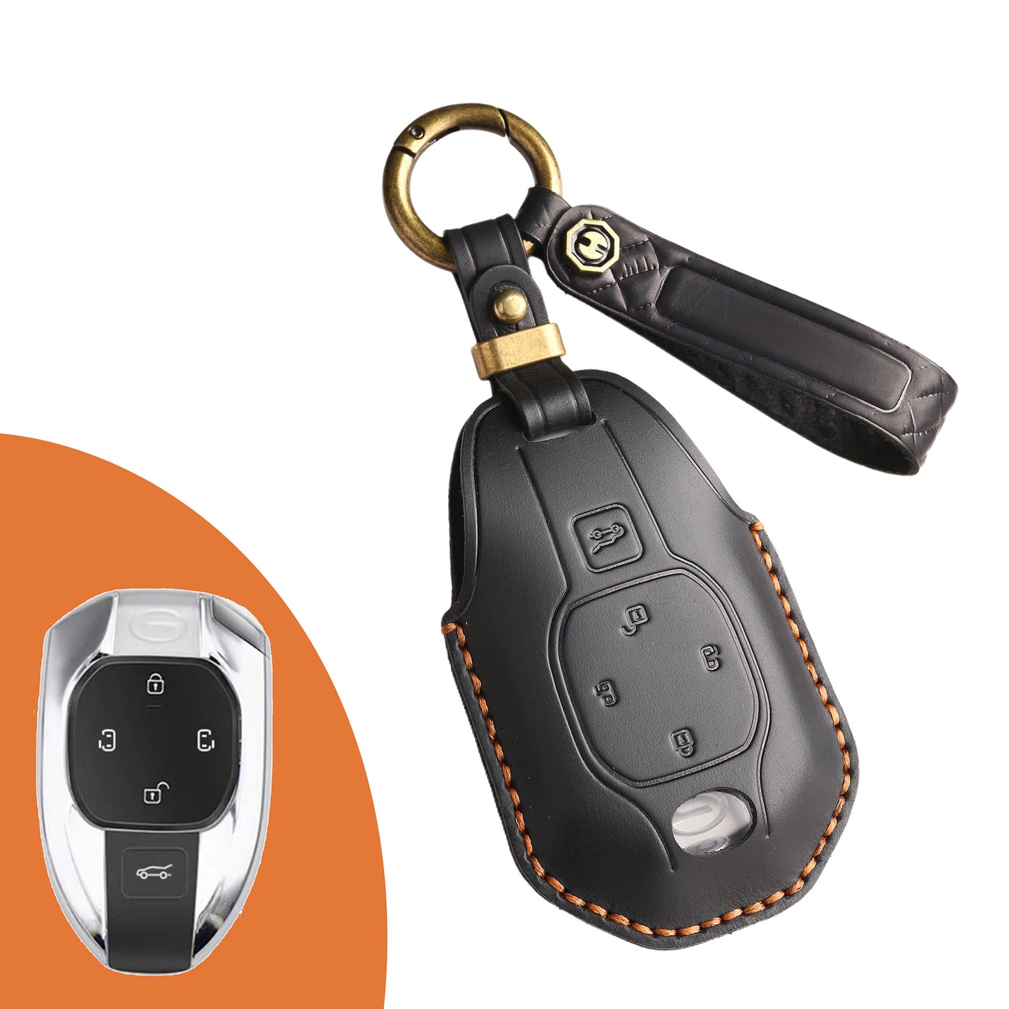 [GAC] The retro key cover is suitable for GAC New Energy Trumpchi E8 car handmade real cowhide key protection clasp