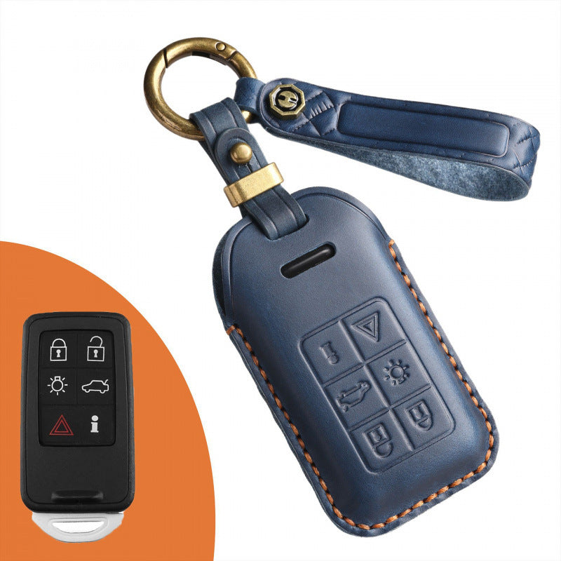 [Volvo] The new retro key cover is suitable for the old Volvo leather handmade car key case case chain