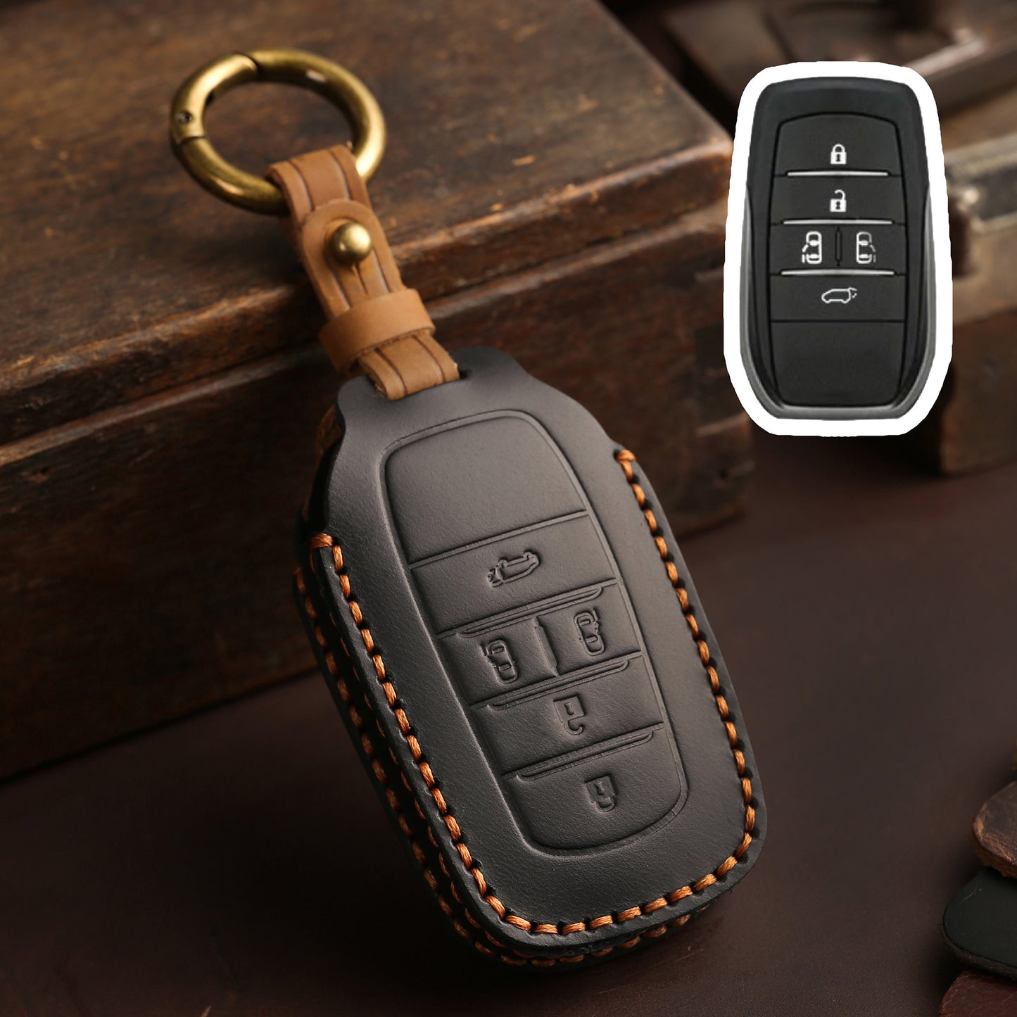 [Toyota] Apply Toyota Senna key set Grevia El Fawifa handmade leather car creative key pack