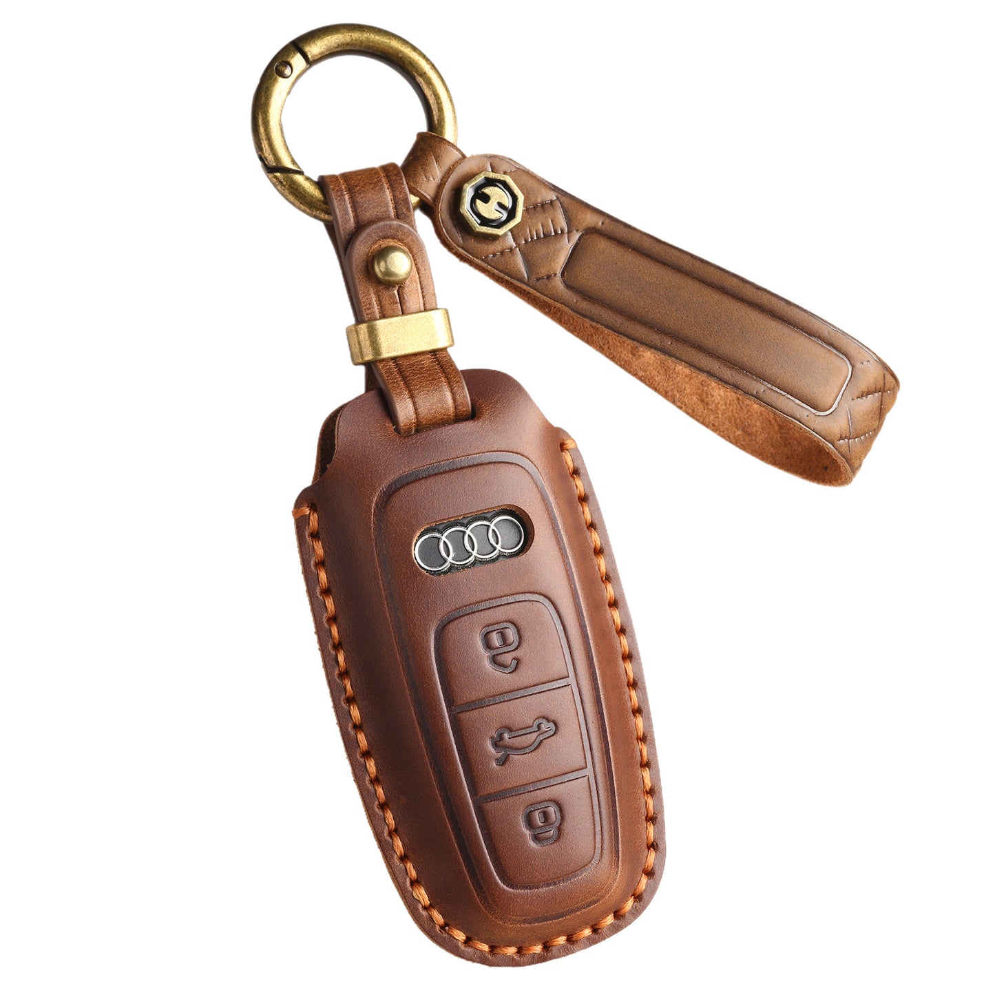 [Audi] The new retro key case is suitable for 19 models of Audi leather pure hand-stitched car key case key fob