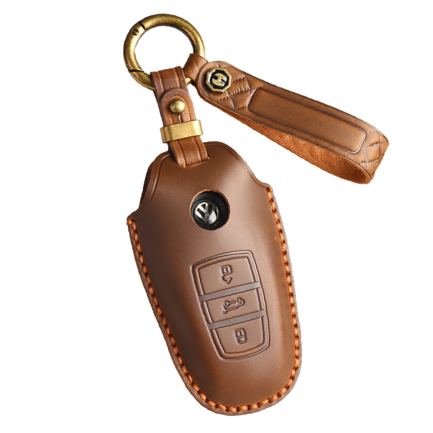 [Volkswagen] The new retro key cover is suitable for the Volkswagen old Touareg pure hand-stitched leather special key case clasp