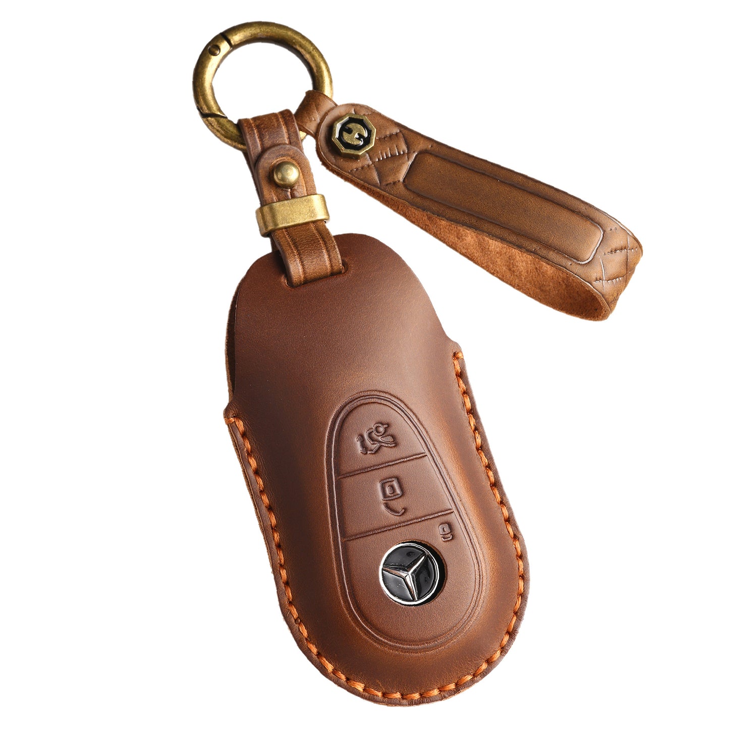 [Mercedes-Benz] New Arrival: Vintage-style High-end Leather Key Case for Mercedes Maybach  Handmade Genuine Leather Car Key Cover and Protector