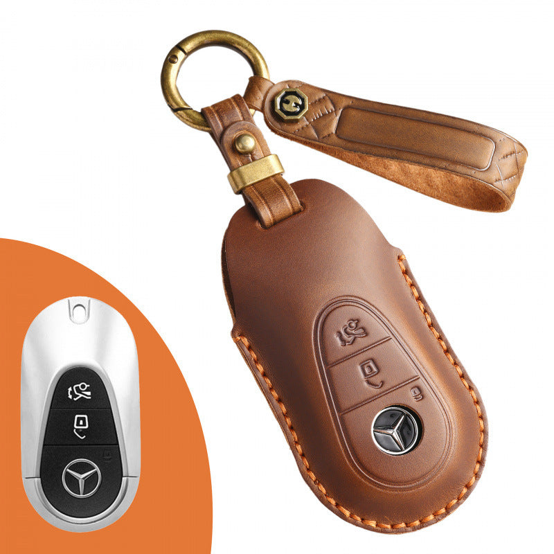 [Mercedes-Benz] New Arrival: Vintage-style High-end Leather Key Case for Mercedes Maybach  Handmade Genuine Leather Car Key Cover and Protector