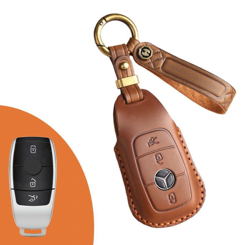 [Mercedes-Benz] The new retro key case is suitable for Mercedes-Benz high-end leather car key cover cowhide handmade high-end shell