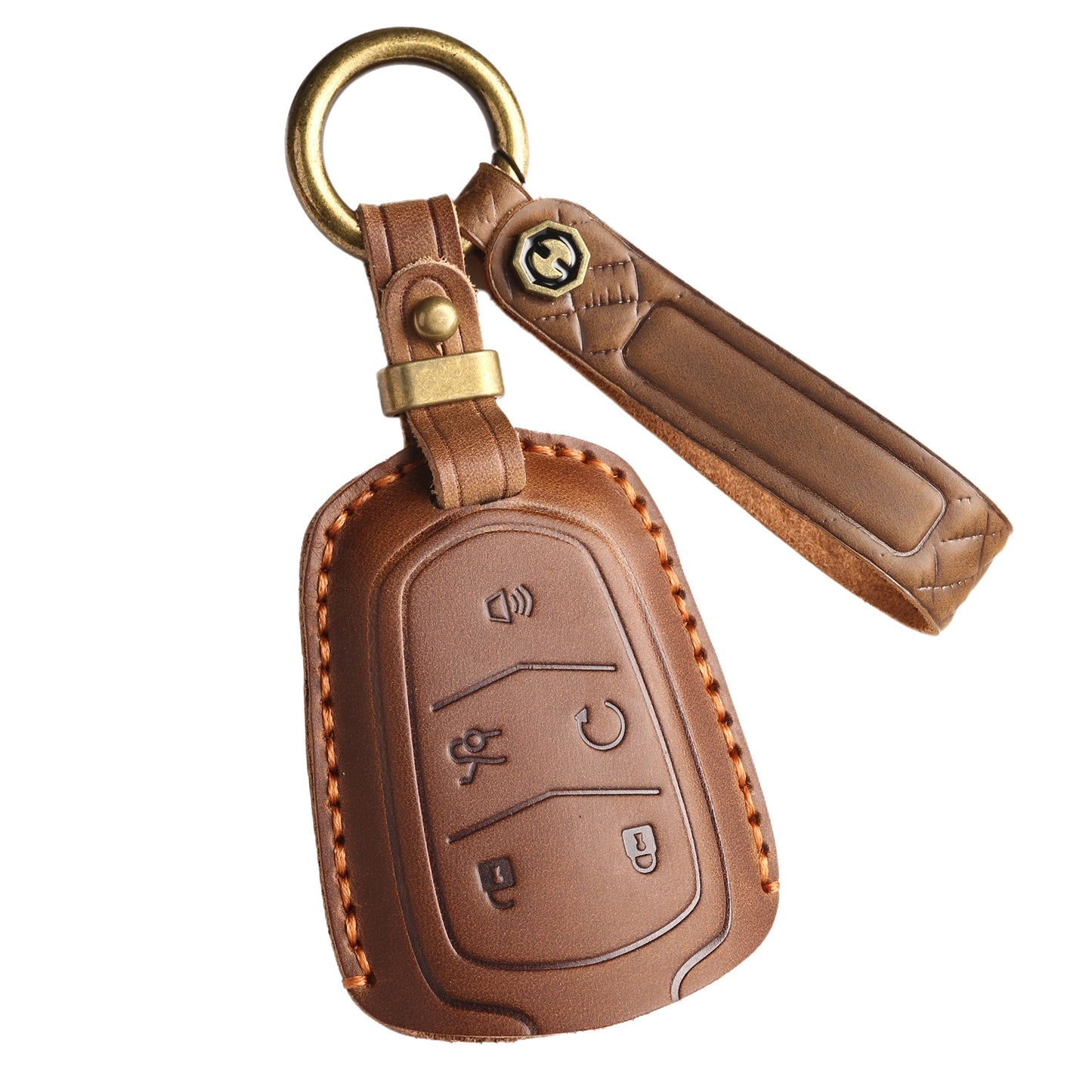 [Cadillac] Vintage Key Holder for Cadillac Xt5/xt4/xt6 Handmade Leather Keychain