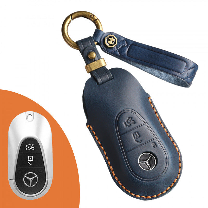 [Mercedes-Benz] New Arrival: Vintage-style High-end Leather Key Case for Mercedes Maybach  Handmade Genuine Leather Car Key Cover and Protector