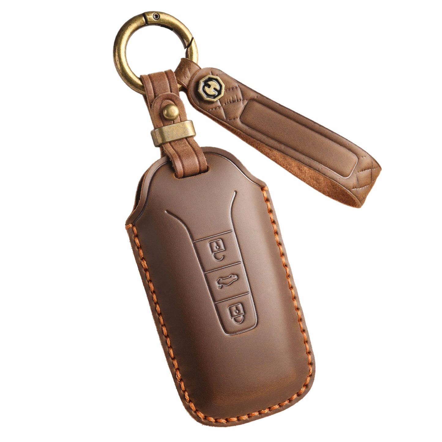 [Volkswagen] The new retro key case is suitable for the new Volkswagen Touareg pure hand-stitched leather special key case clasp