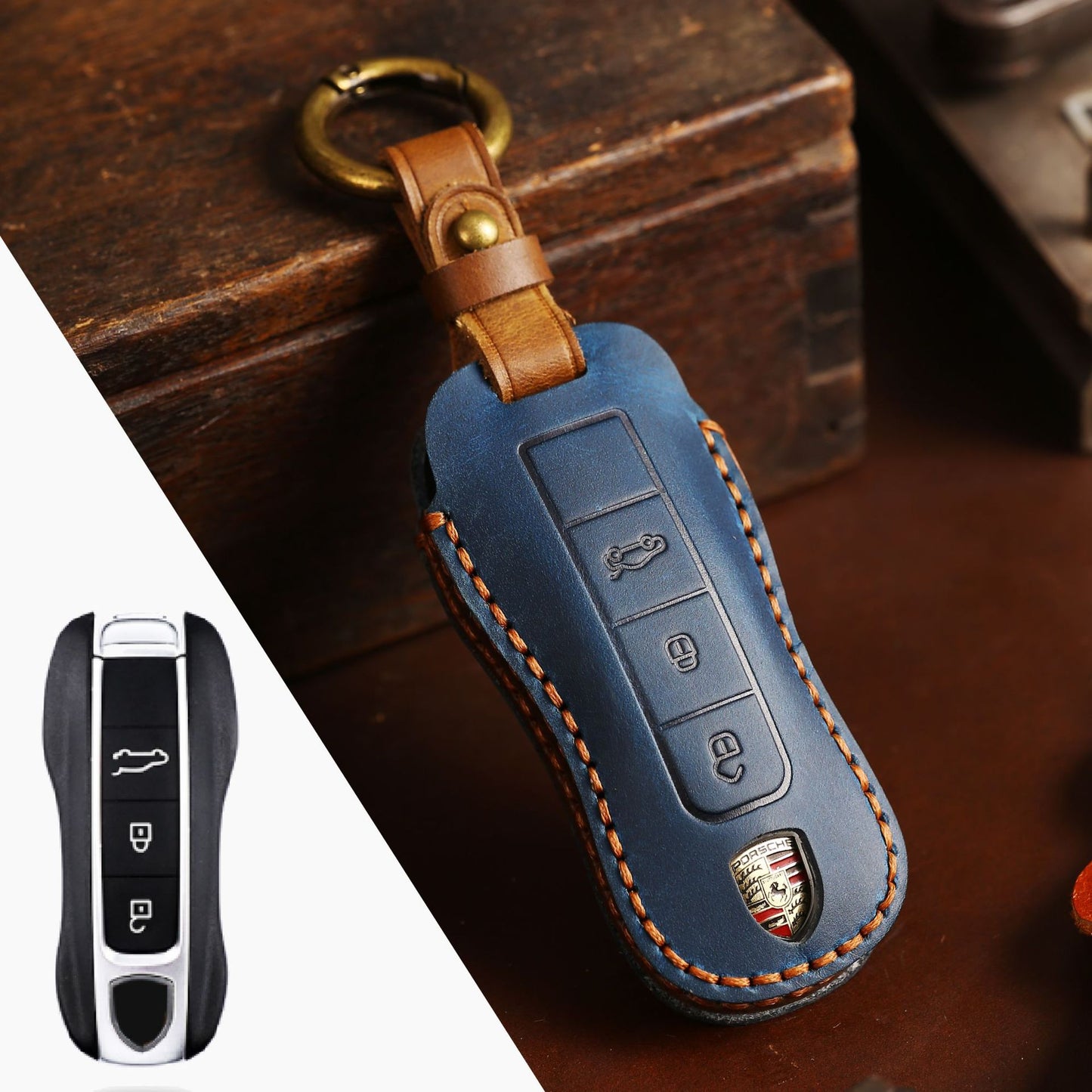 [Porsche] Source factory car key cover suitable for Porsche key cover 718 Cayenne Cayenne car key cover leather