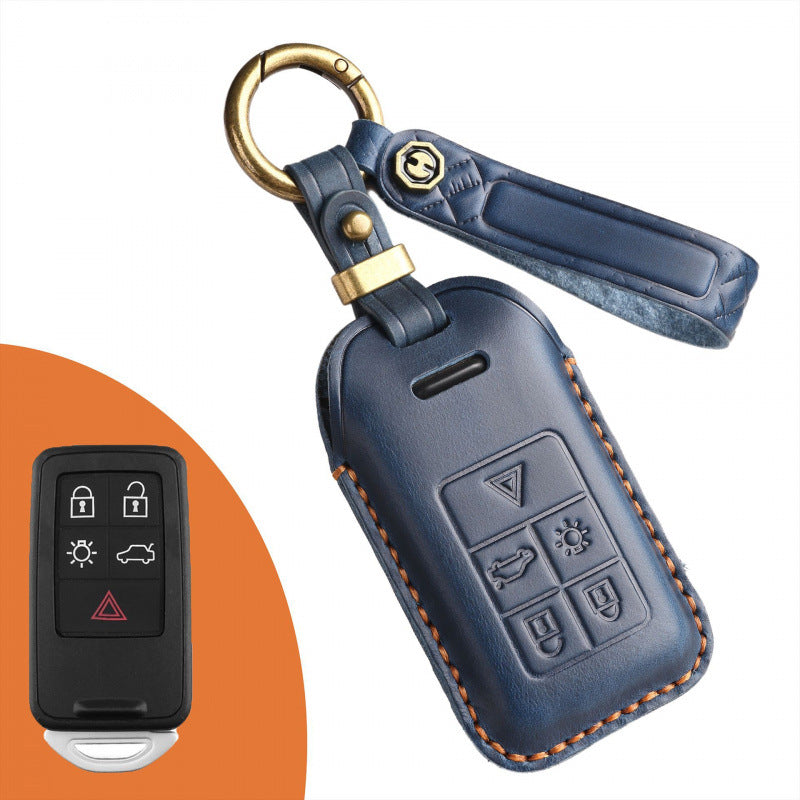 [Volvo] The new retro key cover is suitable for the old Volvo leather handmade car key case case chain