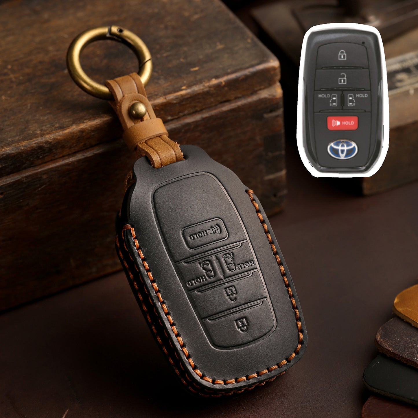 [Toyota] Apply Toyota Senna key set Grevia El Fawifa handmade leather car creative key pack