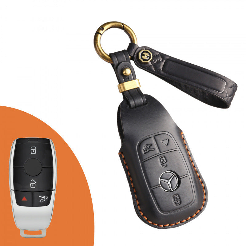 [Mercedes-Benz] The new retro key case is suitable for Mercedes-Benz high-end leather car key cover cowhide handmade high-end shell