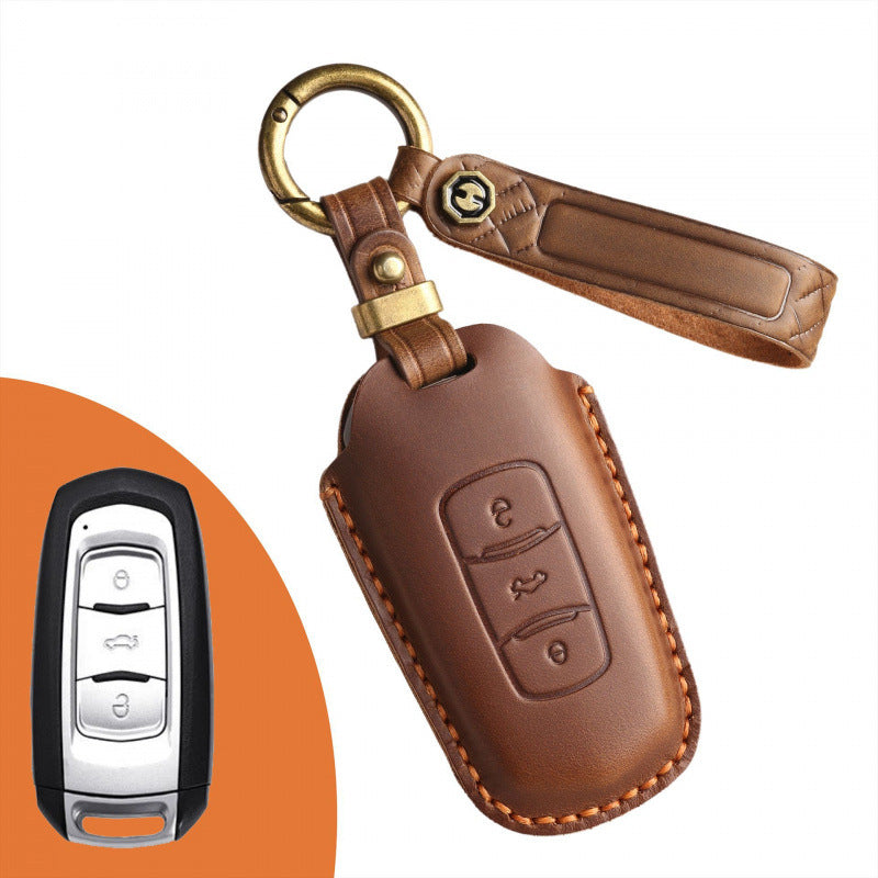 [Geely] The new retro key cover is suitable for the old Geely car genuine cowhide pure handmade key protection case buckle