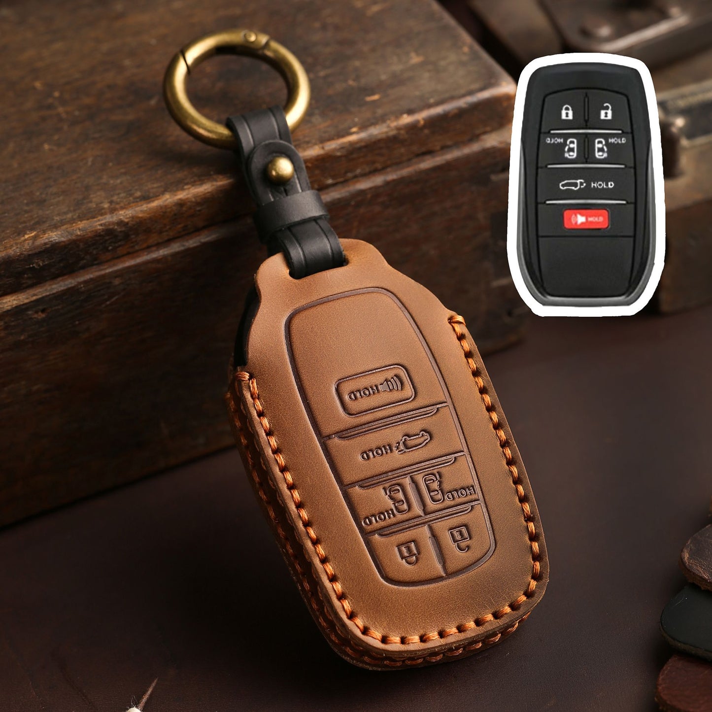 [Toyota] Apply Toyota Senna key set Grevia El Fawifa handmade leather car creative key pack