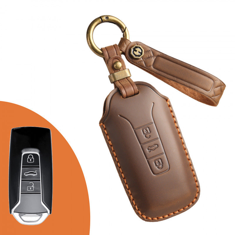 [Volkswagen] The new retro key case is suitable for the new Volkswagen Touareg pure hand-stitched leather special key case clasp