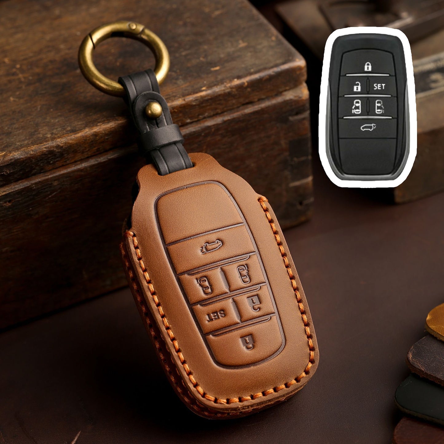 [Toyota] Apply Toyota Senna key set Grevia El Fawifa handmade leather car creative key pack