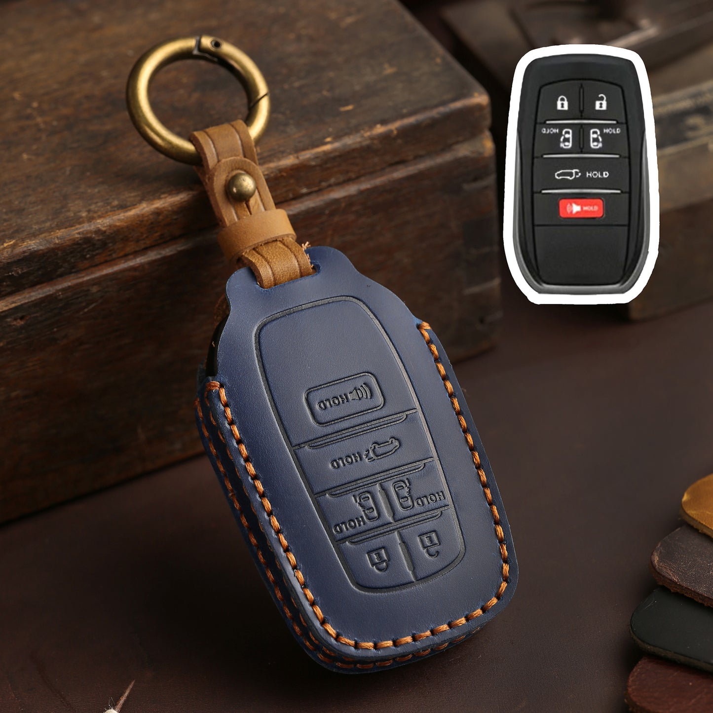 [Toyota] Apply Toyota Senna key set Grevia El Fawifa handmade leather car creative key pack