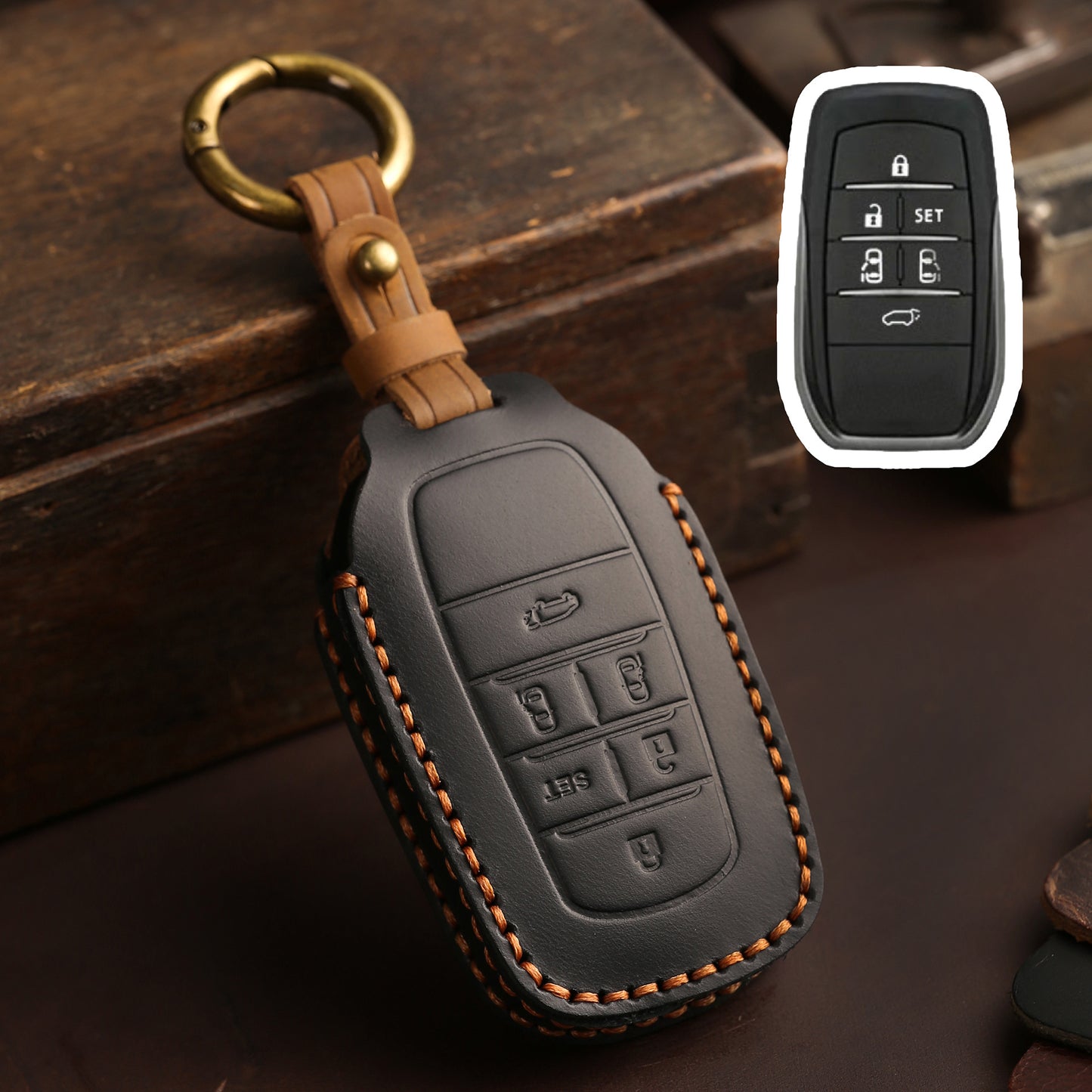 [Toyota] Apply Toyota Senna key set Grevia El Fawifa handmade leather car creative key pack