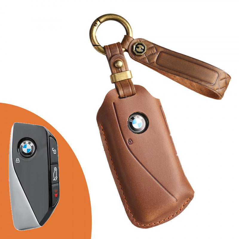 [BMW] Vintage leather key cover for BMW genuine cowhide new case handmade key special protective clasp clasp